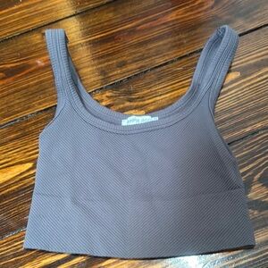 Elegant Charcoal Ribbed Tank Top